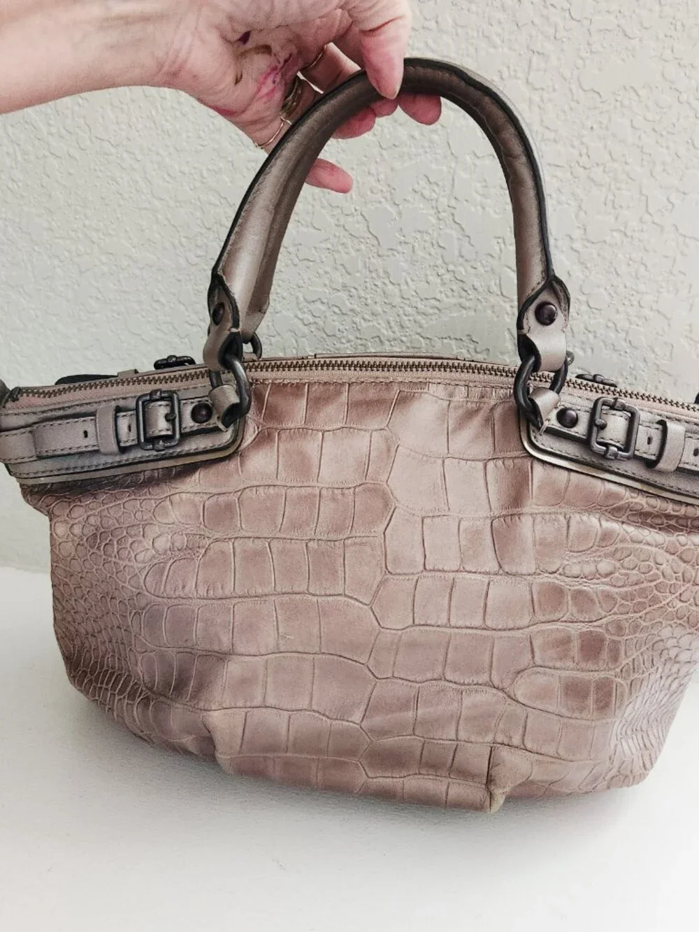 Coach Euc Madison Sophia Croc Brown Leather Shoulder Bag Purse